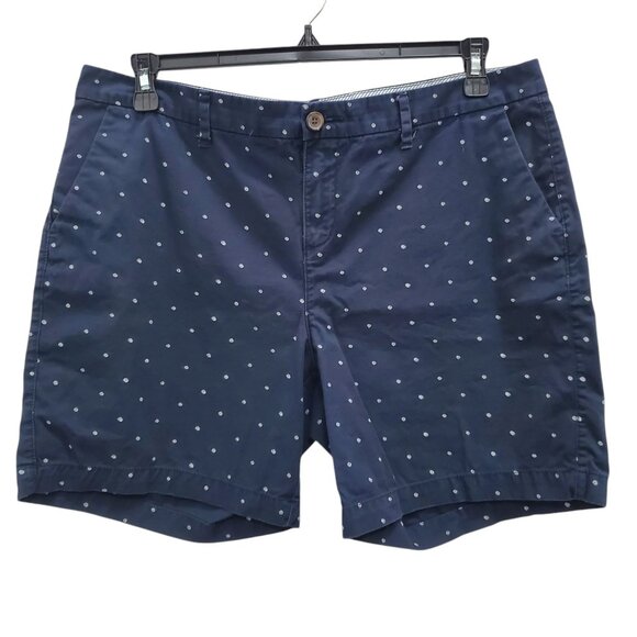 Old Navy Pants - Old Navy Everyday Short Woman's‎ Navy Blue White Polka Dot Cotton Chino Plus 14
